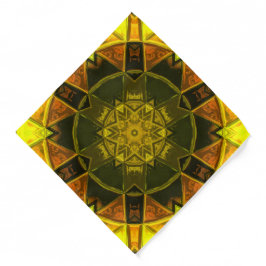 Mosaic Kaleidoscope Flower Yellow and Green Bandana