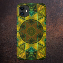 Mosaic Kaleidoscope Flower Yellow and Green Case-Mate iPhone Case