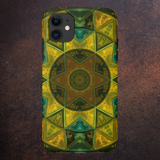 Mosaic Kaleidoscope Flower Yellow and Green Case-Mate iPhone Case