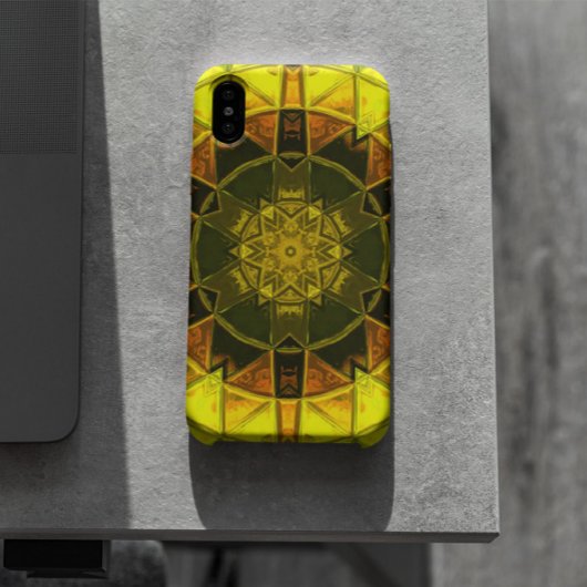 Mosaic Kaleidoscope Flower Yellow and Green Case-Mate iPhone Case