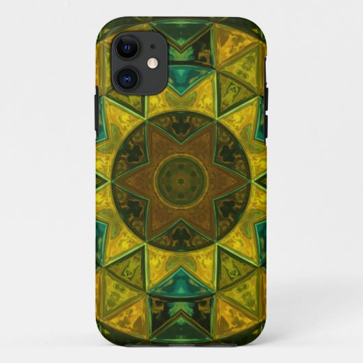 Mosaic Kaleidoscope Flower Yellow and Green Case-Mate iPhone Case (Achterkant)