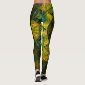Mosaic Kaleidoscope Flower Yellow and Green Leggings (Achterkant)