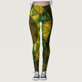 Mosaic Kaleidoscope Flower Yellow and Green Leggings (Voorkant)