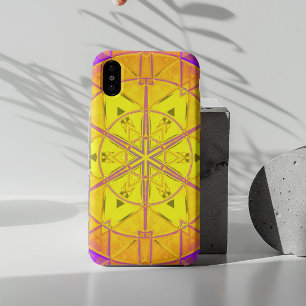 Mosaic Kaleidoscope Flower Yellow and Paars Case-Mate iPhone Case