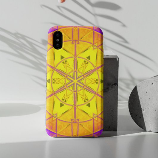 Mosaic Kaleidoscope Flower Yellow and Paars Case-Mate iPhone Case