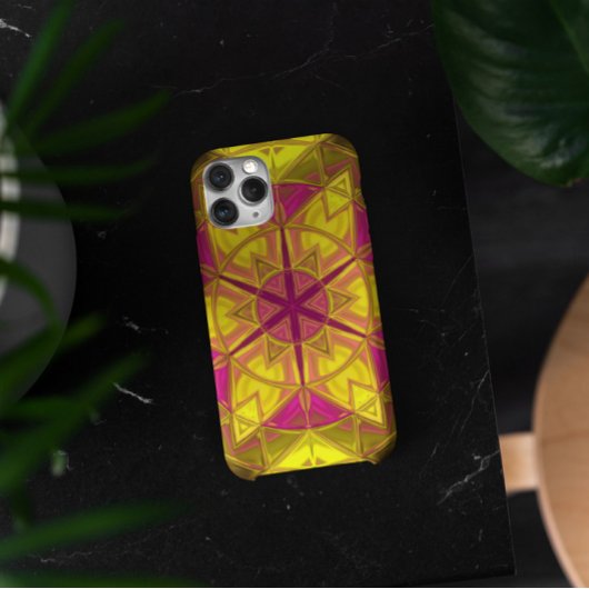 Mosaic Kaleidoscope Flower Yellow and Pink Case-Mate iPhone Case