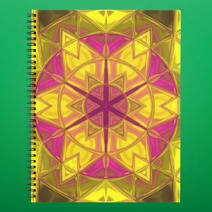 Mosaic Kaleidoscope Flower Yellow and Pink Notitieboek