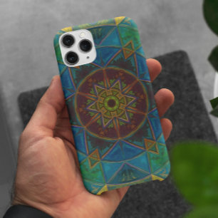 Mosaic Kaleidoscope Flower Yellow Blue and Green Case-Mate iPhone Case