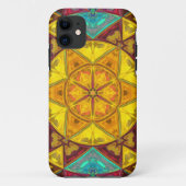 Mosaic Kaleidoscope Flower Yellow Blue and Red Case-Mate iPhone Case (Achterkant)