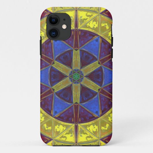 Mosaic Kaleidoscope Flower Yellow Blue en Oranje Case-Mate iPhone Case (Achterkant)