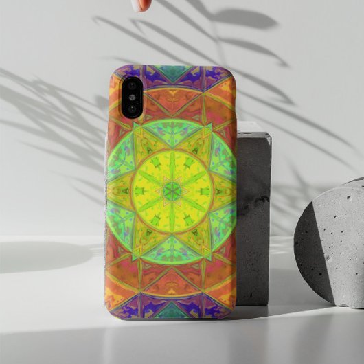 Mosaic Kaleidoscope Flower Yellow Green and Oranje Case-Mate iPhone Case