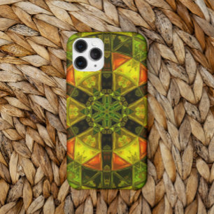 Mosaic Kaleidoscope Flower Yellow Green and Oranje Case-Mate iPhone Case