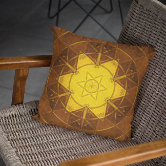 Mosaic Kaleidoscope Flower Yellow Kussen