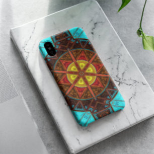 Mosaic Kaleidoscope Flower Yellow Oranje and Blue Case-Mate iPhone Case