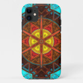 Mosaic Kaleidoscope Flower Yellow Oranje and Blue Case-Mate iPhone Case (Achterkant)