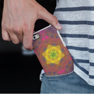 Mosaic Kaleidoscope Flower Yellow Paars and Pink Case-Mate iPhone Case