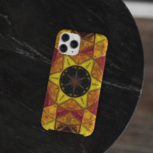 Mosaic Kaleidoscope Flower Yellow Red and Blue Case-Mate iPhone Case