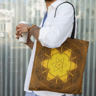 Mosaic Kaleidoscope Flower Yellow Tote Bag