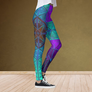 Mosaic Kaleidoscope Square Blue and Paars Leggings