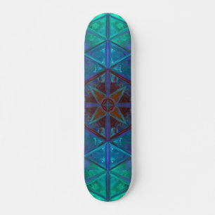 Mosaic Kaleidoscope Square Blue and Paars Persoonlijk Skateboard