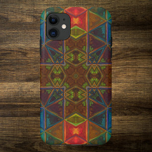 Mosaic Kaleidoscope Square Blue Red en Green Case-Mate iPhone Case
