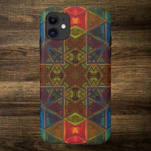 Mosaic Kaleidoscope Square Blue Red en Green Case-Mate iPhone Case