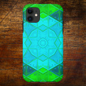 Mosaic Kaleidoscope Square Green and Blue Case-Mate iPhone Case