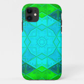 Mosaic Kaleidoscope Square Green and Blue Case-Mate iPhone Case (Achterkant)