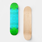 Mosaic Kaleidoscope Square Green and Blue Persoonlijk Skateboard (Voorkant)