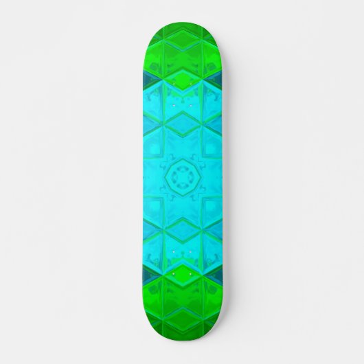Mosaic Kaleidoscope Square Green and Blue Persoonlijk Skateboard (Voorkant)