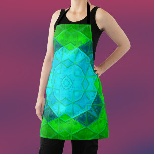 Mosaic Kaleidoscope Square Green and Blue Schort