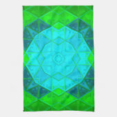 Mosaic Kaleidoscope Square Green and Blue Theedoek (Verticaal)