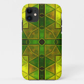 Mosaic Kaleidoscope Square Green and Yellow Case-Mate iPhone Case (Achterkant)