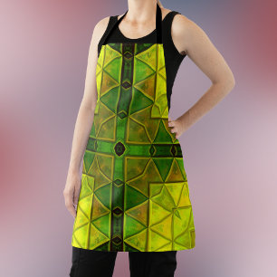 Mosaic Kaleidoscope Square Green and Yellow Schort