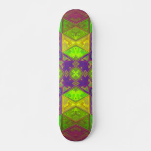 Mosaic Kaleidoscope Square Green Paars and Yellow Persoonlijk Skateboard