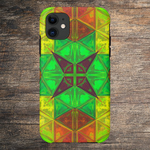 Mosaic Kaleidoscope Square Green Yellow and Oranje Case-Mate iPhone Case