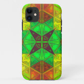 Mosaic Kaleidoscope Square Green Yellow and Oranje Case-Mate iPhone Case (Achterkant)