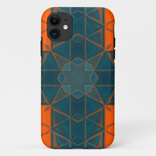 Mosaic Kaleidoscope Square Oranje and Blue Case-Mate iPhone Case (Achterkant)