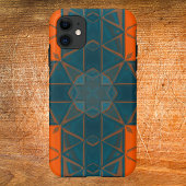 Mosaic Kaleidoscope Square Oranje and Blue Case-Mate iPhone Case