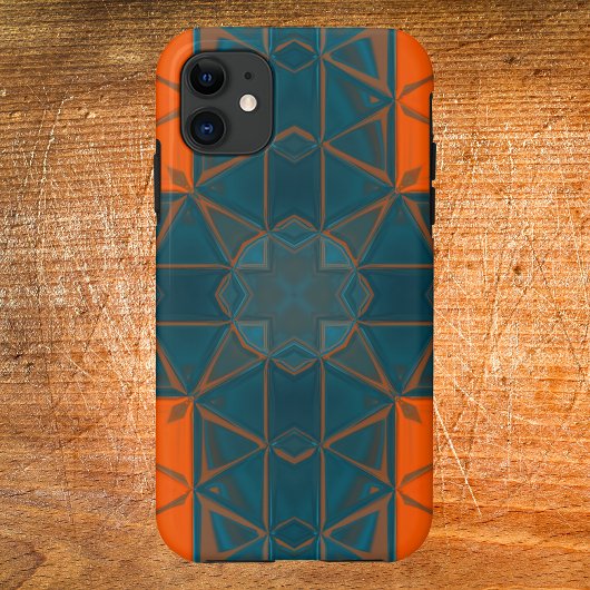 Mosaic Kaleidoscope Square Oranje and Blue Case-Mate iPhone Case
