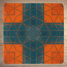 Mosaic Kaleidoscope Square Oranje and Blue