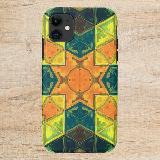 Mosaic Kaleidoscope Square Oranje Yellow and Green Case-Mate iPhone Case