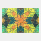 Mosaic Kaleidoscope Square Oranje Yellow and Green Theedoek (Horizontaal)