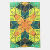 Mosaic Kaleidoscope Square Oranje Yellow and Green Theedoek (Verticaal)