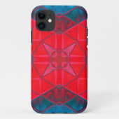 Mosaic Kaleidoscope Square Red en Blue Case-Mate iPhone Case (Achterkant)