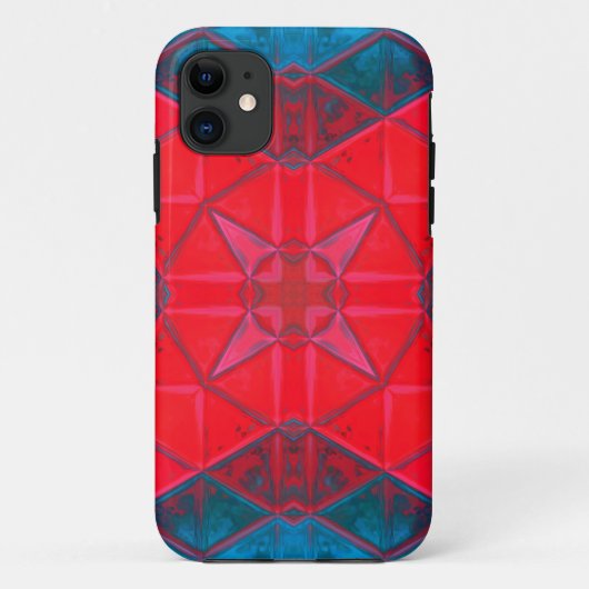 Mosaic Kaleidoscope Square Red en Blue Case-Mate iPhone Case (Achterkant)