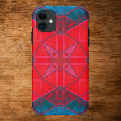 Mosaic Kaleidoscope Square Red en Blue Case-Mate iPhone Case