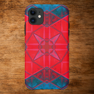 Mosaic Kaleidoscope Square Red en Blue Case-Mate iPhone Case