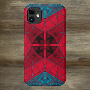 Mosaic Kaleidoscope Square Red en Blue Case-Mate iPhone Case