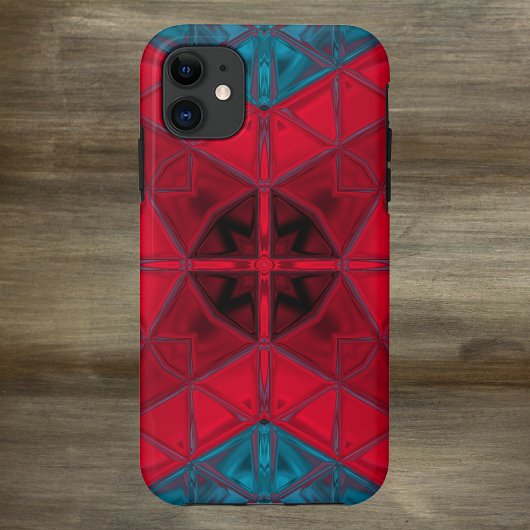 Mosaic Kaleidoscope Square Red en Blue Case-Mate iPhone Case
